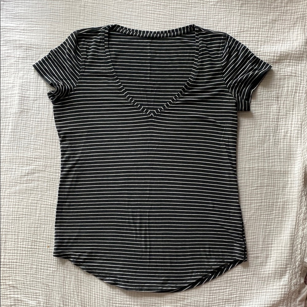 Lululemon Striped V-Neck Women's Workout Top